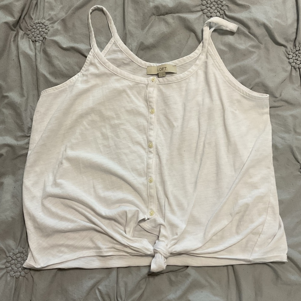 LOFT White Tie Front Tank Top